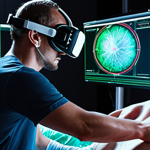 Home 11 A person wearing a futuristic VR headset is intensely focused on a highly realistic immersive simulation, such as a complex surgical procedure or the intricate repair of an aircraft engine. Dynamic, real-time holographic data overlays illuminate their actions, showing immediate, precise feedback: incorrect movements are highlighted in red and instantly transition to green upon correction. The scene conveys a sense of rapid skill acquisition, precision, and the power of instant guidance, with a high-tech, clean aesthetic.