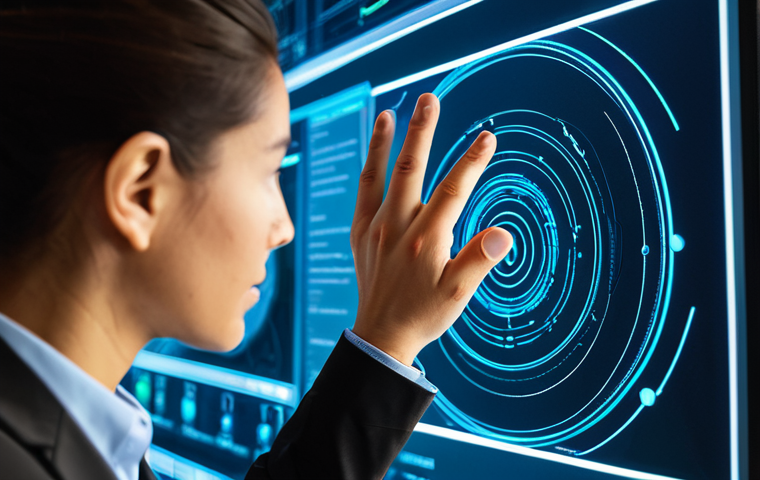 A professional individual, fully clothed in a modest business suit, deeply focused while interacting with a holographic display showing complex data visualizations within a high-tech simulation room. The scene emphasizes innovation and active problem-solving in a digital learning environment, reflecting modern educational technologies. The individual's hands are well-formed and naturally posed, demonstrating engagement with the interface. The background is sleek and futuristic, reflecting advanced technology and a professional setting. Safe for work, appropriate content, fully clothed, professional, perfect anatomy, correct proportions, natural pose, well-formed hands, proper finger count, natural body proportions, professional photography, high quality.
