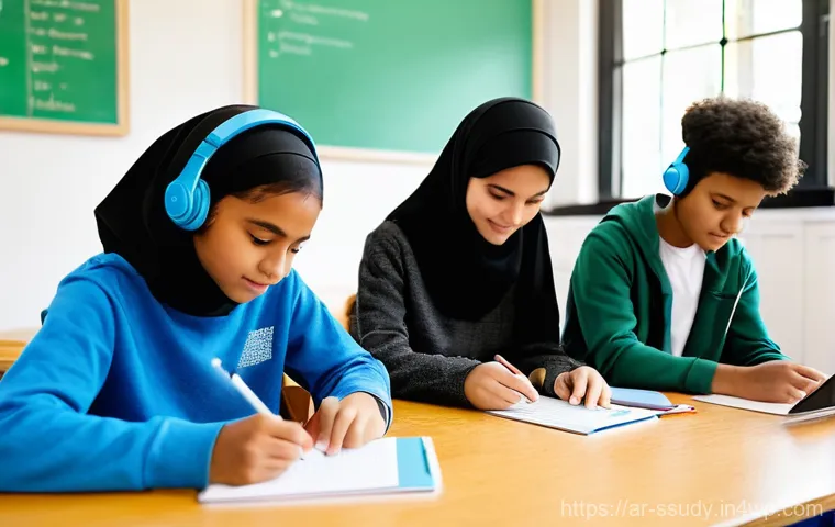 학생 맞춤형 몰입형 학습 전략 - **Prompt 1: Personalized Learning Environment with Diverse Students**
    "A brightly lit, modern cl...