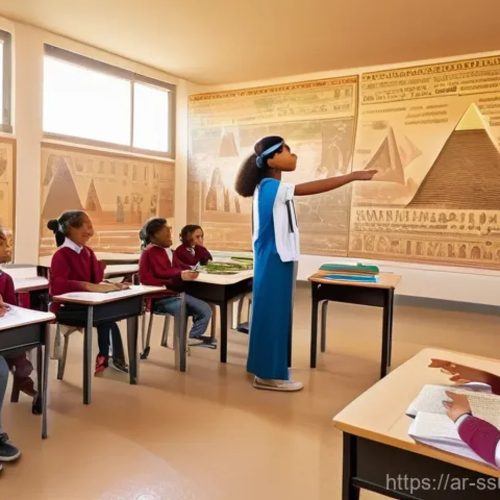 몰입형 학습 환경에서의 정책적 지원 방안 - **Immersive Ancient World Exploration**
    A group of diverse elementary school students, both boys...