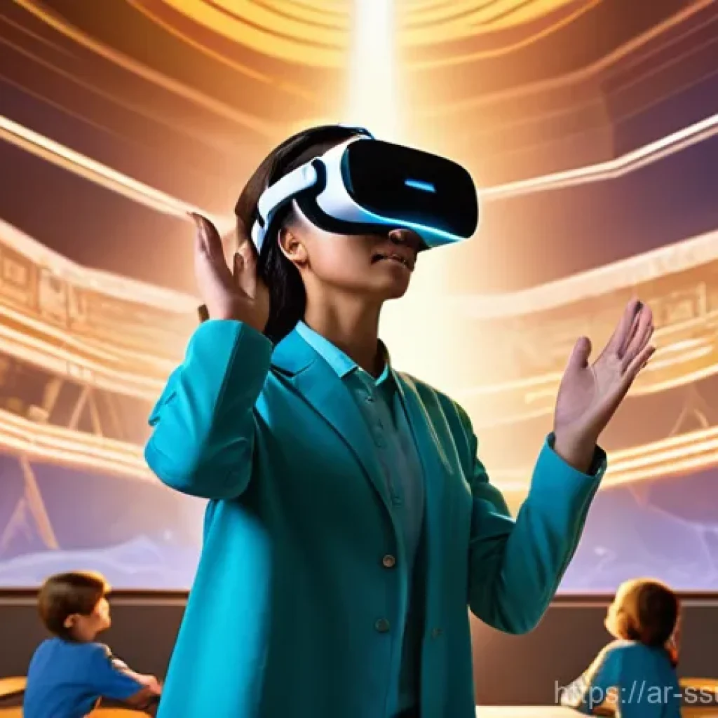 몰입형 학습에서의 교사의 역할 - **Prompt 1: The Guiding Light in Virtual Realms**
    "A vibrant, high-definition digital painting d...