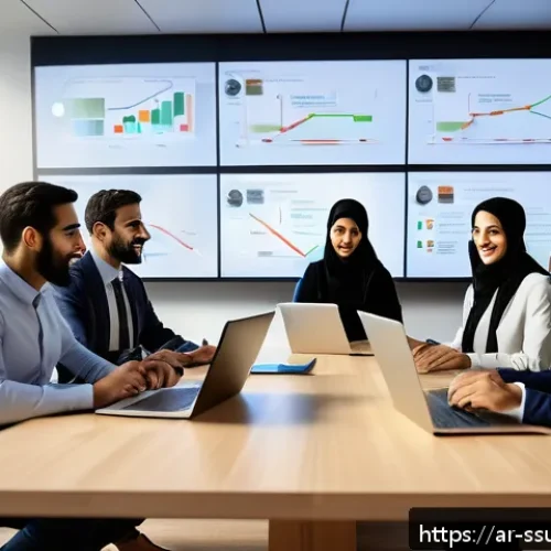 Home 31 협력적 문제 해결을 위한 몰입형 학습 기법 - A diverse group of Middle Eastern professionals collaborating in a modern virtual meeting room, with...
